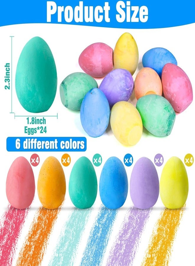 AMENON 24 Pack Easter Sidewalk Chalk Large Size 6 Colors Easter Basket Stuffers Colorful Egg Chalk Outdoor Toddler Kids Easter Hunt Classroom School Chalkboard Playground Drawing Easter Party Favor - Image 2